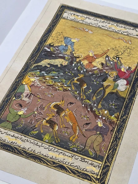 Geyiklerin Yaşam Mücadelesi Adlı El Yapımı Minyatür Resim 30x20 cm - Resim 4