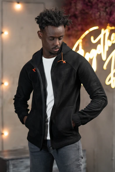 Slimfit Kapşonlu Yan Cepli Fermuarlı Spor Polar Hırka - Resim 8