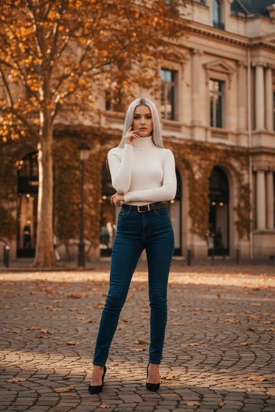 BİÇOMİ Balıkçı yaka dar kesim kaşkorse kazak beyaz ürün görseli