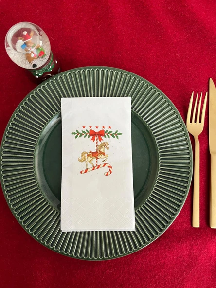 Atlı Karınca Baskılı Sunum Peçetesi Beyaz 16 Adet ürün görseli