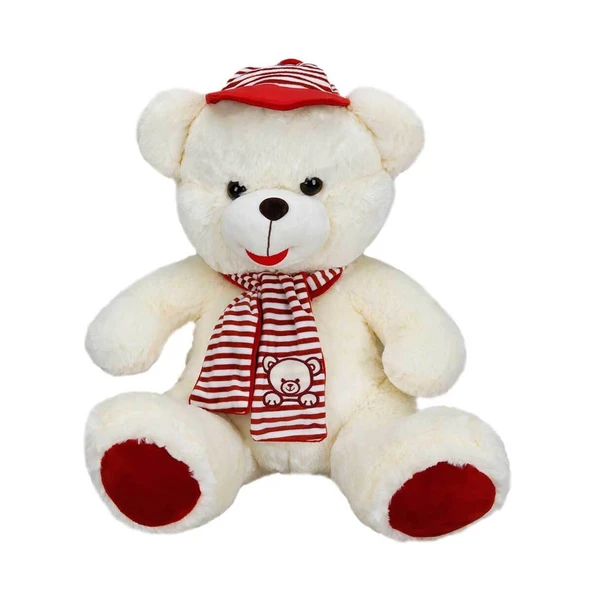 Şapkalı Atkılı Peluş Ayı 50 cm - Resim 3