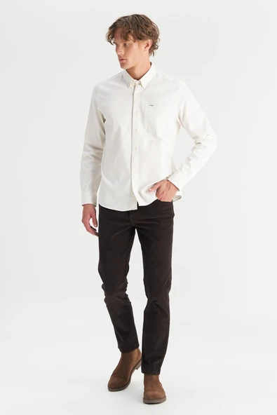 Erkek Tek Cepli Gömlek Beige Beige M - Resim 3