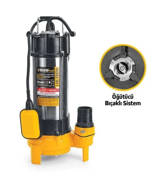 SGS5375 - 12 Metre 1.5 HP İnox Foseptik Dalgıç Pompa Parçalayıcı Öğütücü Bıçaklı 1100 Watt ürün görseli 1