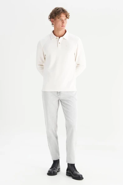 Erkek Polo Yaka T-shirt Ecru Ecru S - Resim 3