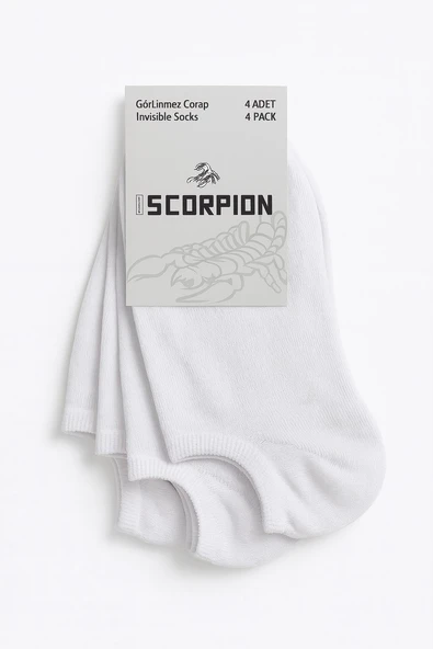 Kadın Pamuklu Görünmez Patik Çorap 4’lü Set – Siyah / Beyaz / Karışık Renk – Kaymaz Silikonlu, Terletmeyen, Konforlu - Resim 9