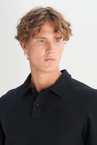 Erkek Polo Yaka T-shirt Black Black S - Resim 5