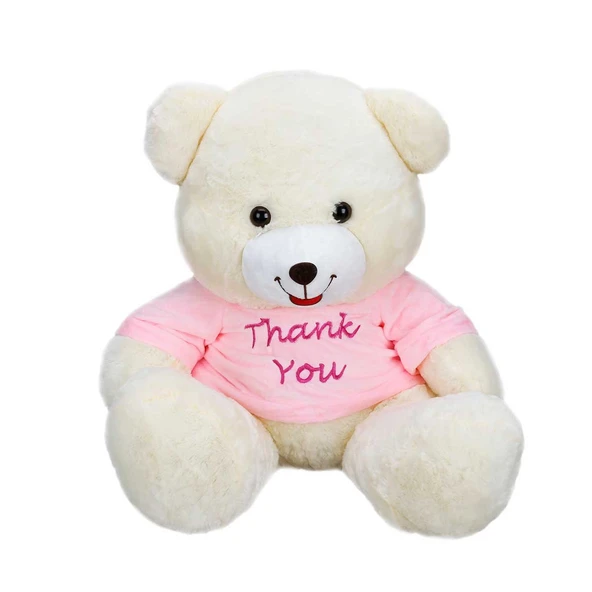 T-Shirtlü Oturan Peluş Ayı 60 cm - Resim 3