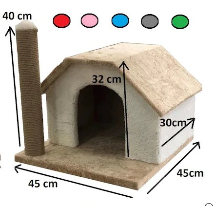Karamel Pet Tırmalamalı Kedi Klubesi 33 x 40 x 45 cm Gri-Beyaz - Resim 3