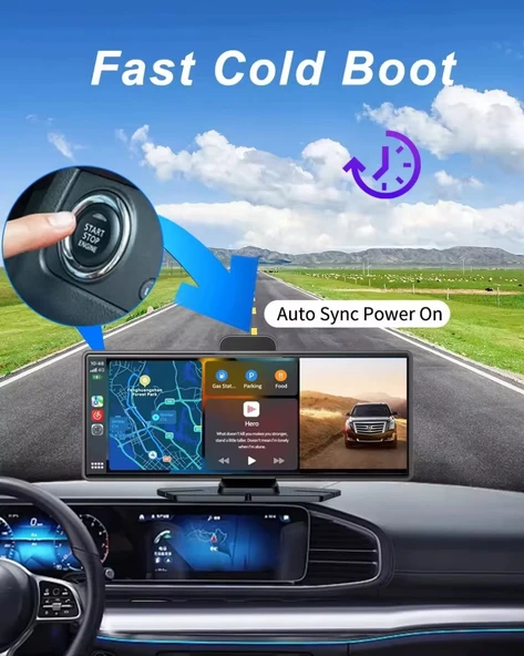 Çeşithane 10.26” 4K CarPlay & Android Auto Araç DVR – 2160P Ultra HD, 360° Döner Kamera, 5G WiFi, GPS Navigasyon - Resim 4