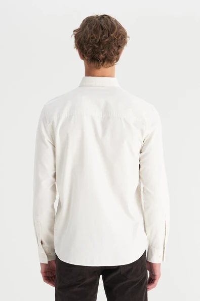 Erkek Tek Cepli Gömlek Beige Beige XL - Resim 2