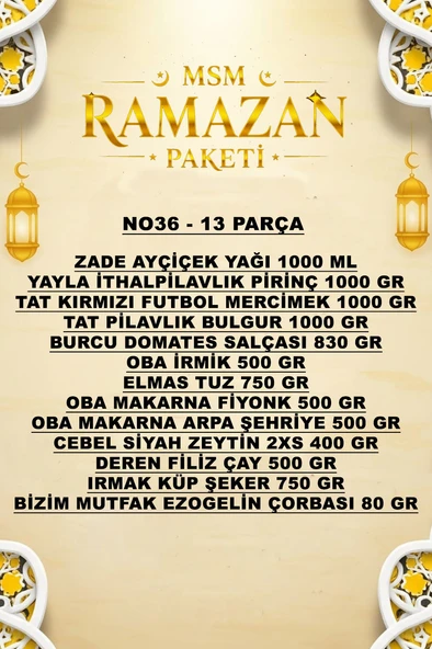 MSM RAMAZAN PAKETİ GIDA KOLİSİ YARDIM PAKETİ NO 36 13 PARÇA - Resim 2