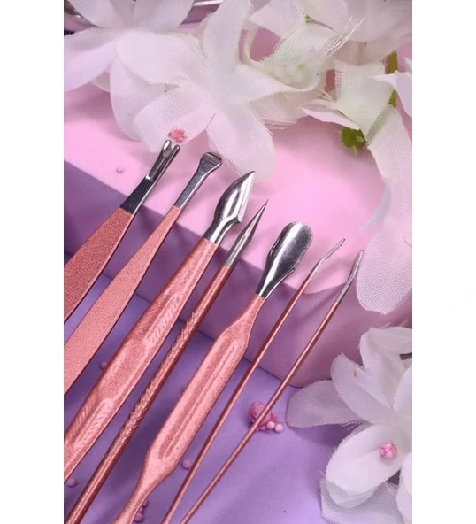 Profesyonel Çantalı Tırnak Bakım Manikür Seti Pembe Renk 12 Parça - Resim 5