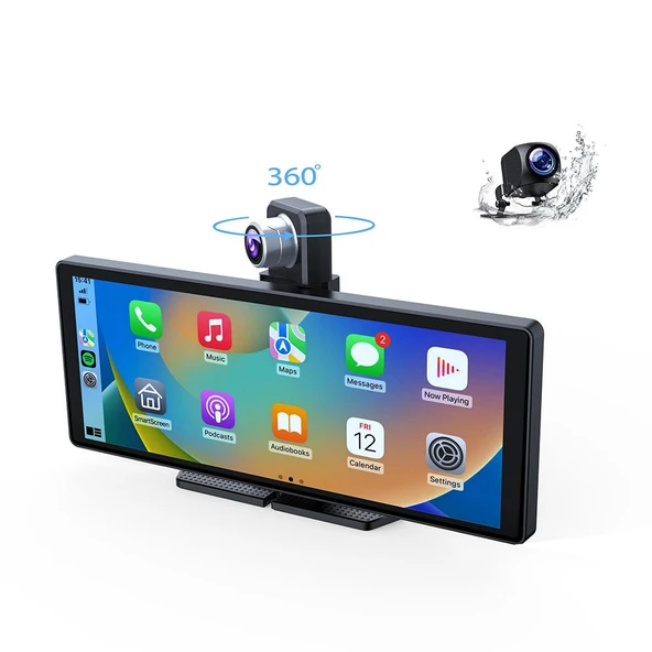 Çeşithane 10.26” 4K CarPlay & Android Auto Araç DVR – 2160P Ultra HD, 360° Döner Kamera, 5G WiFi, GPS Navigasyon ürün görseli 1