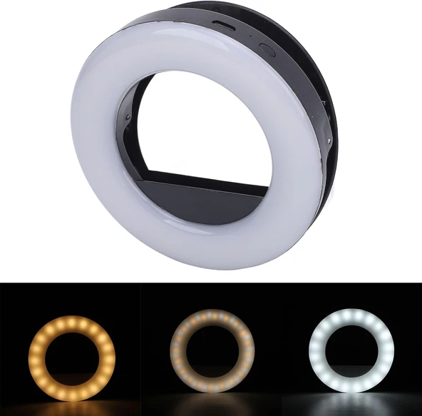 Apexel Halka Led Selfie Işığı 3 Renk Modlu Şarjlı - Telefon Tablet Notebook Uyumlu Makyaj Çekim Dış Çekim Lambası - Resim 8
