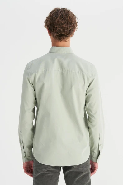 Erkek Tek Cepli Gömlek Mint Green Mint Green L - Resim 2