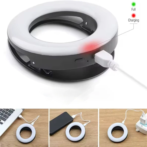 Apexel Halka Led Selfie Işığı 3 Renk Modlu Şarjlı - Telefon Tablet Notebook Uyumlu Makyaj Çekim Dış Çekim Lambası - Resim 3