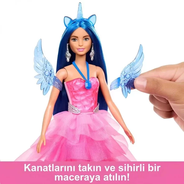 Barbie Mavi Saçlı Prenses Bebek HRR16 - Resim 2