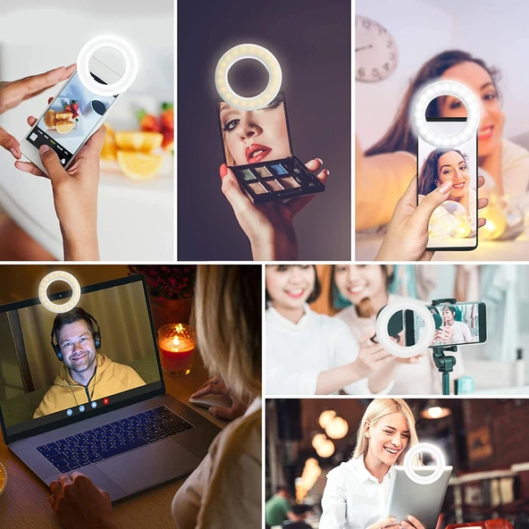 Apexel Halka Led Selfie Işığı 3 Renk Modlu Şarjlı - Telefon Tablet Notebook Uyumlu Makyaj Çekim Dış Çekim Lambası - Resim 2