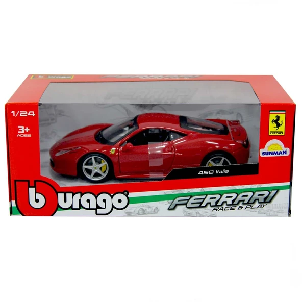 Bburago 1:24 Ferrari 458 Italia Kırmızı Model Araba - Resim 4