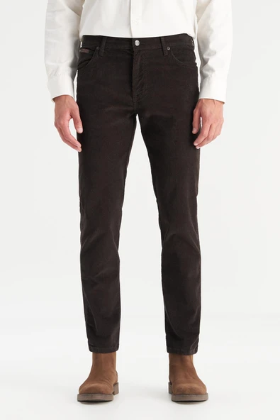 Erkek Texas Slim Kadife Pantolon Coffee Bean Coffee Bean 32 30 - Resim 2