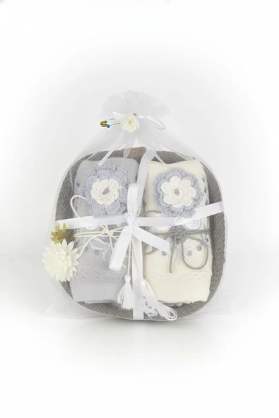 Nakışlı Örgü Sepetli 2'li Premium El ve Yüz Havlu Seti – Hediyelik – %100 Pamuk – Yumuşak Dokulu - Resim 6