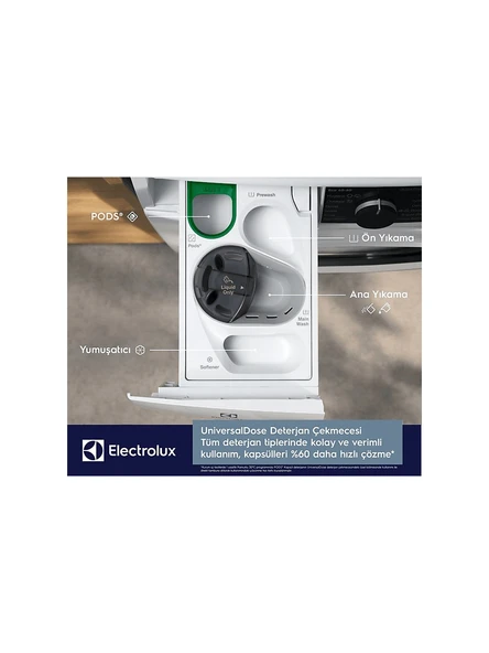ELECTROLUX EW8F7417QT 800 Serisi UltraCare 10 kg 1400 devir A Sınıfı UniversalDose Wi-Fi Inverter Çamaşır Makinesi - Resim 6