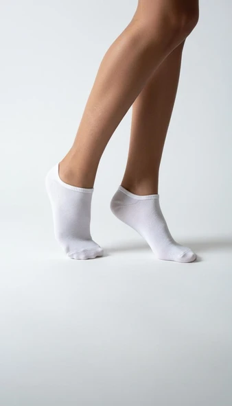 Kadın Pamuklu Görünmez Patik Çorap 4’lü Set – Siyah / Beyaz / Karışık Renk – Kaymaz Silikonlu, Terletmeyen, Konforlu - Resim 8