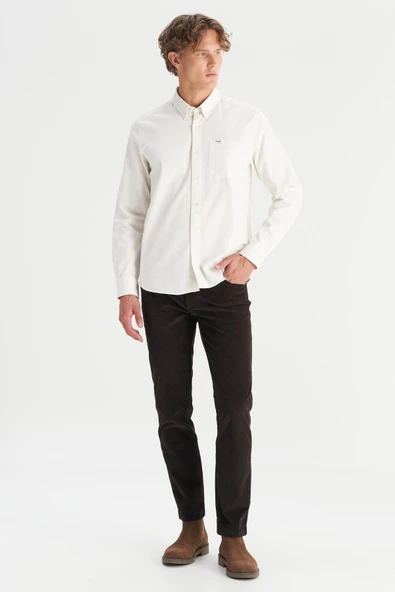 Erkek Texas Slim Kadife Pantolon Coffee Bean Coffee Bean 32 30 - Resim 5