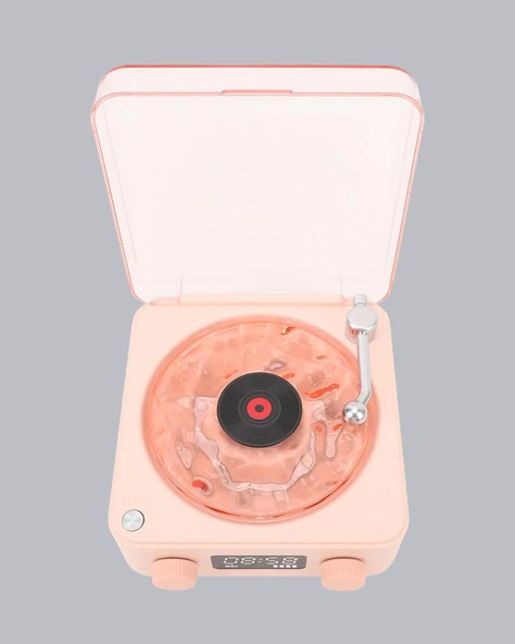 3ü1 Gece Işığı Bluetooth Hoparlör ve Dijital Saat Vintage Plak Çalar Tasarımlı - Resim 2