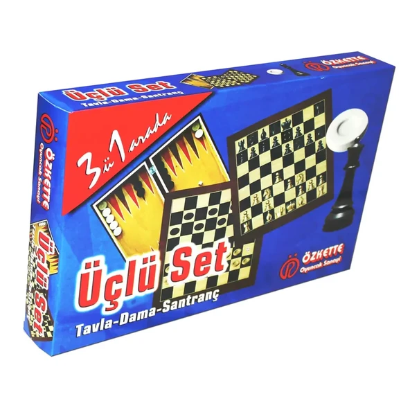 3ü Bir Arada Tavla Dama Satranç Üçlü Set ürün görseli 1