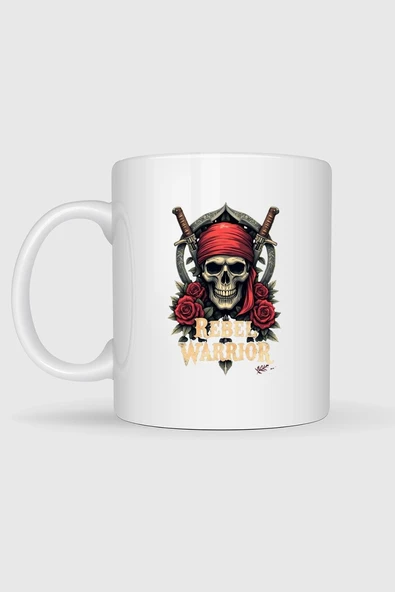 Rebel Warrior Skull Baskılı Kupa Bardak - Resim 2