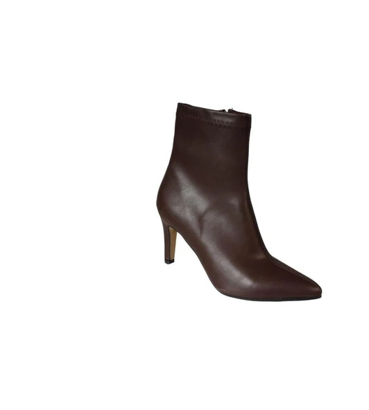 YAZKIŞ Kadın Siyah Kahve Cilt 16cm Bilek Boyu Yandan Fermuarlı 9cm ince Topuk Sivri Burun Topuklu Bo ürün görseli