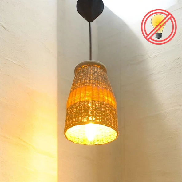 çöp siş keten ipli sarkık avize ürün görseli