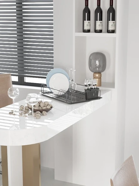 Premium Siyah Tek Katlı Bulaşıklık, Dayanıklı Paslanmaz Termoplastik Kaplama Tepsili, Kaşıklıklı - Resim 2