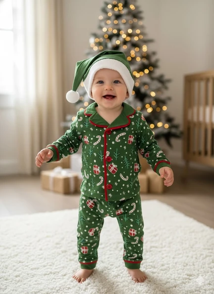 BEBEK YILBAŞI NOEL TEMALI PİJAMA TAKIMI ürün görseli