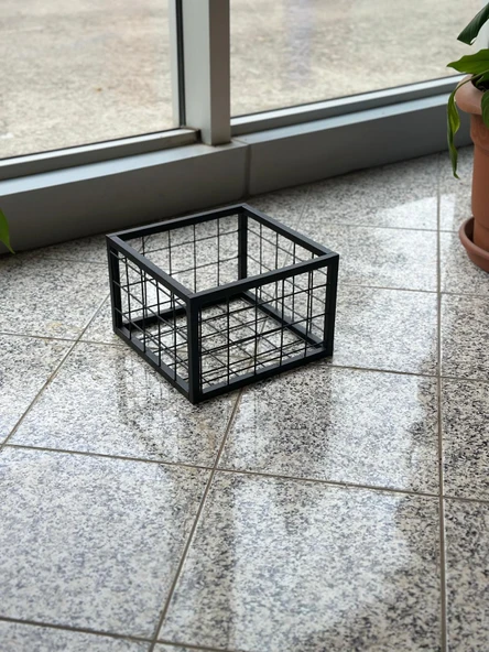 Metal Tel Kasa Sepet  - Depolama Kasası,  Sele Sepet  Siyah 40x40 cm H:40 cm - Resim 2
