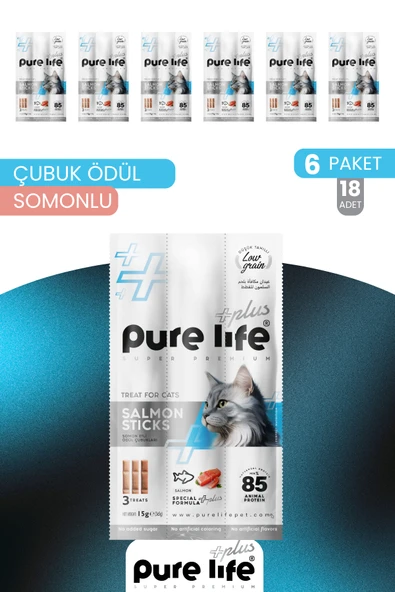 Plus 6'lı Stick Somonlu Kedi Ödül Çubukları (6x15 Gr) ürün görseli 1