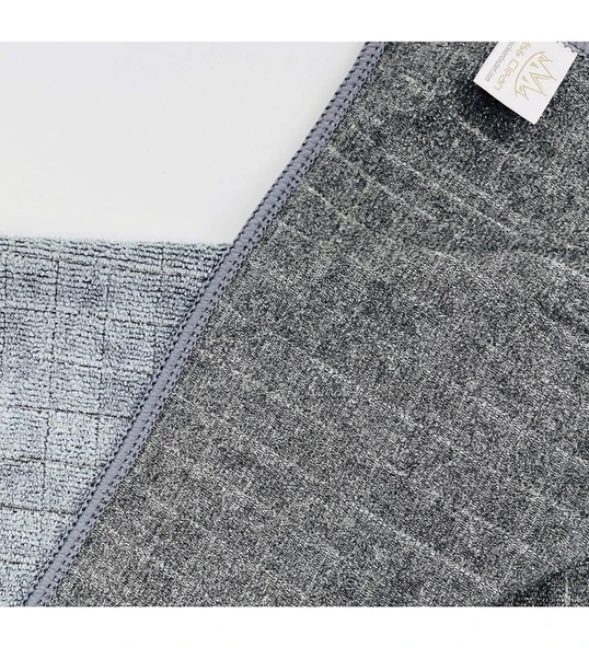 Miss Clean Mikrofiber Kareli Yüzey Cam Temizlik Bezi 50x70 Cm Süper Emici - 320 Gr. - Gri - 1 Adet - Resim 3