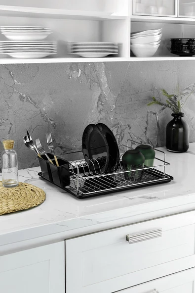 Tek Katlı Krom Bulaşıklık – Dayanıklı Paslanmaz Bulaşık Sepeti, Tepsili, Tabak ve Kaşık Kurutmalık -  (TB-01 E) ürün görseli