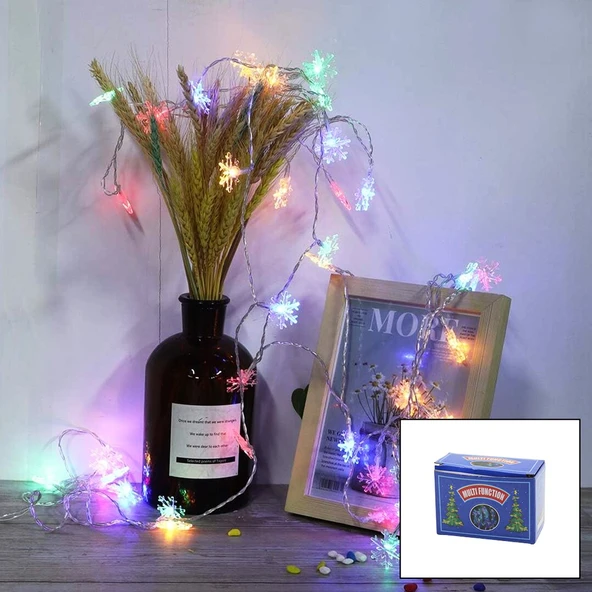 BEYAZ 5MT FİŞLİ KAR TANE DEKOR LAMBA (2818) ürün görseli 1