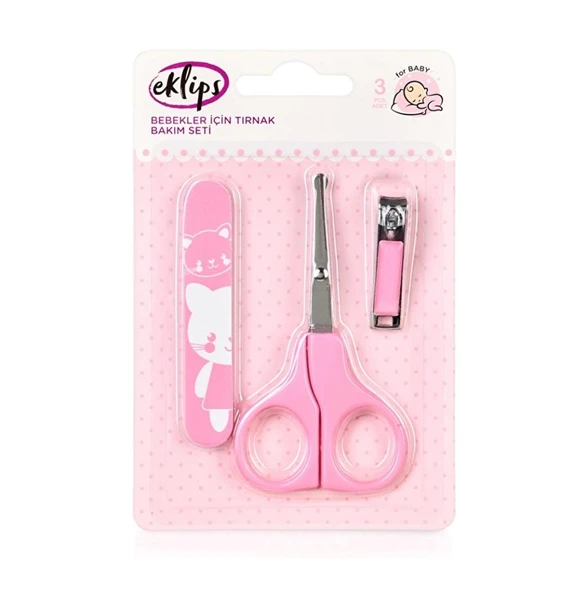 Bebek Tırnak Bakım Seti MAKAS TÖRPÜ TIRNAK MAKASI KIZ ÇOCUK PEMBE RENK ürün görseli