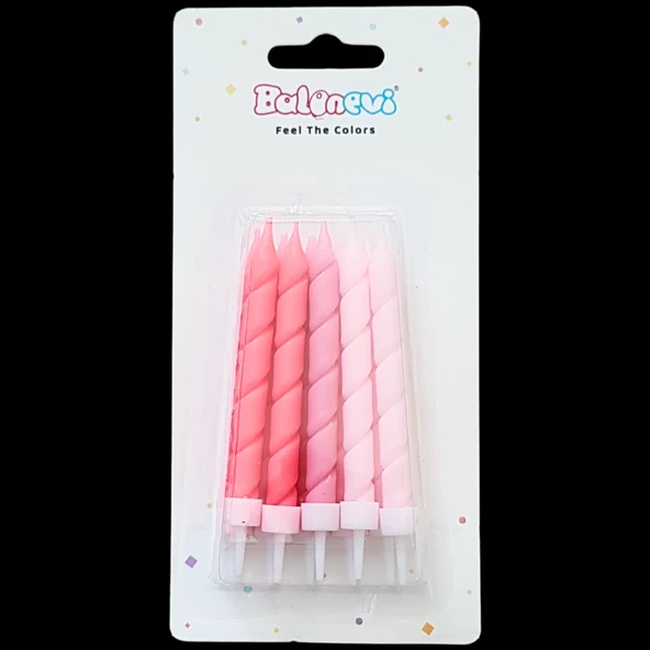 Spiral Pembe Pasta Mum 8 cm * 10 Adet ürün görseli 1