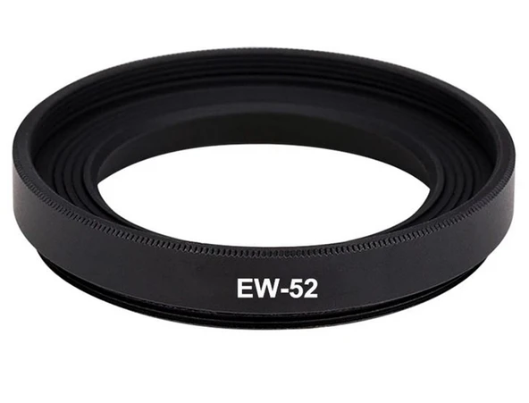 Ayex EW-52 Metal Parasoley, Canon RF 35mm F1.8 MACRO IS STM ile Uyumlu, Vidalı Alüminyum Lens Hood ürün görseli 1