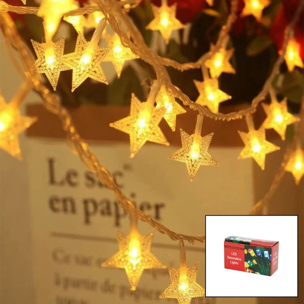 GÜN IŞIĞI - YILDIZ 3MT PİLLİ 2 FONKSİYONLU PERİ LED - DEKOR LAMBA (2818) ürün görseli 1