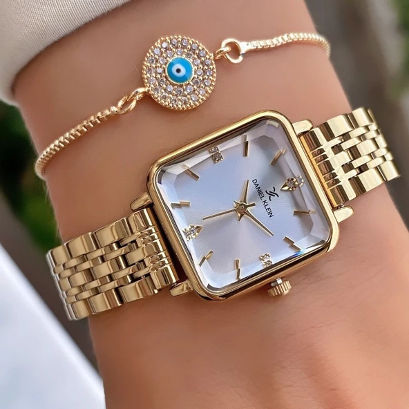 Daniel Klein DK.6.10930.2 Elite Gold Çelik Kordon Kare Model Modern Zarif Minimal Kadın Kol Saati - Resim 4