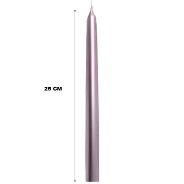 Pembe Renkli Şamdan Mum 10 Lu Paket 25 cm - Resim 2