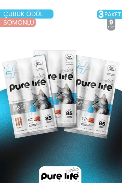 Plus 3'lü Stick Somonlu Kedi Ödül Çubukları (3x15 Gr) ürün görseli 1