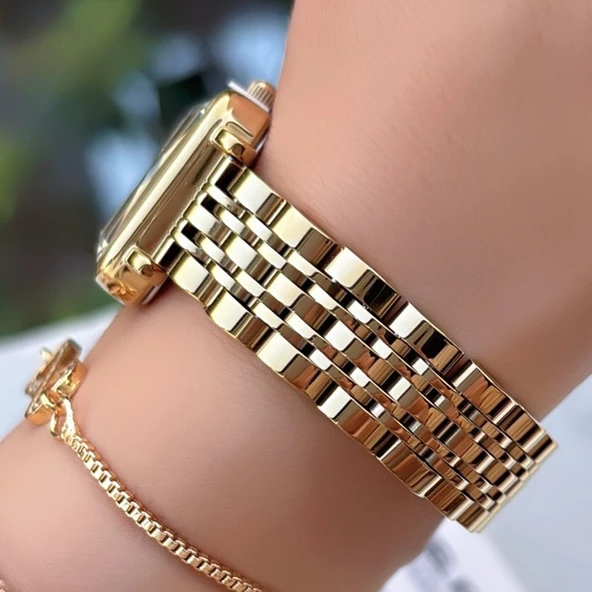 Daniel Klein DK.6.10930.2 Elite Gold Çelik Kordon Kare Model Modern Zarif Minimal Kadın Kol Saati - Resim 5