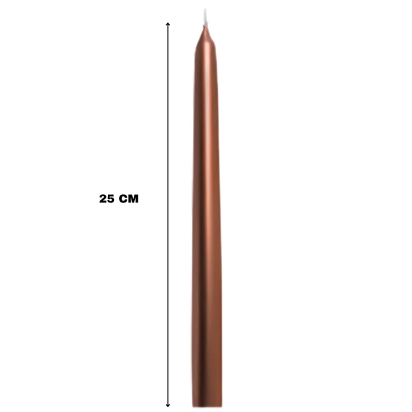 Rose Gold Renkli Şamdan Mum 10 Lu Paket 25 cm - Resim 2