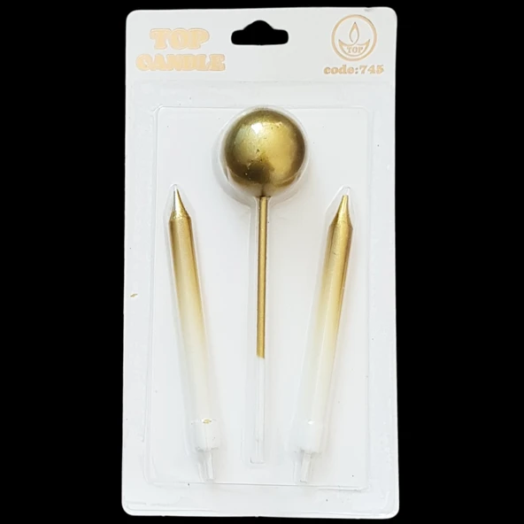 Altın Geçişli Toplu Çubuklu Pasta Mum 12 cm ürün görseli 1